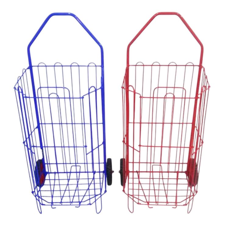 Carro de mercado tradicional plegable en azul o rojo