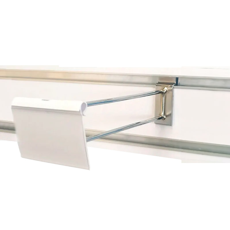 Rack interline ranurado doble de 25 cm cromado con porta precio
