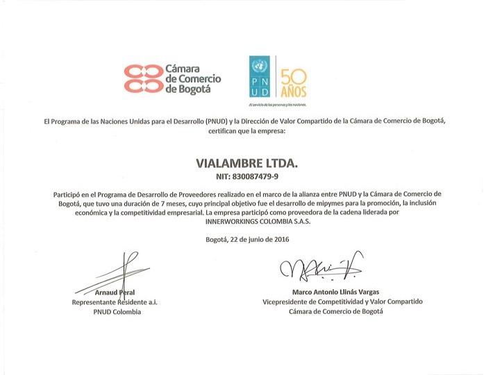 certificado gestion ambiental vialambre