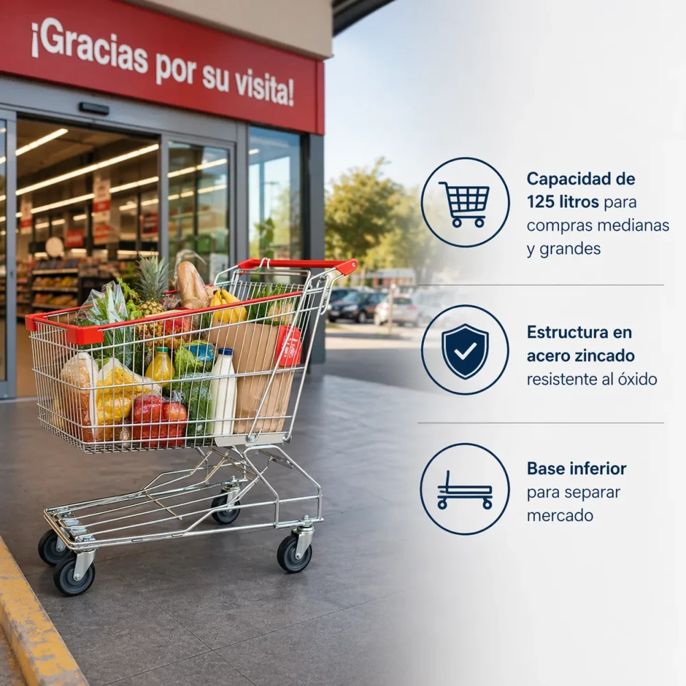 Carro de supermercado mediano 125 litros