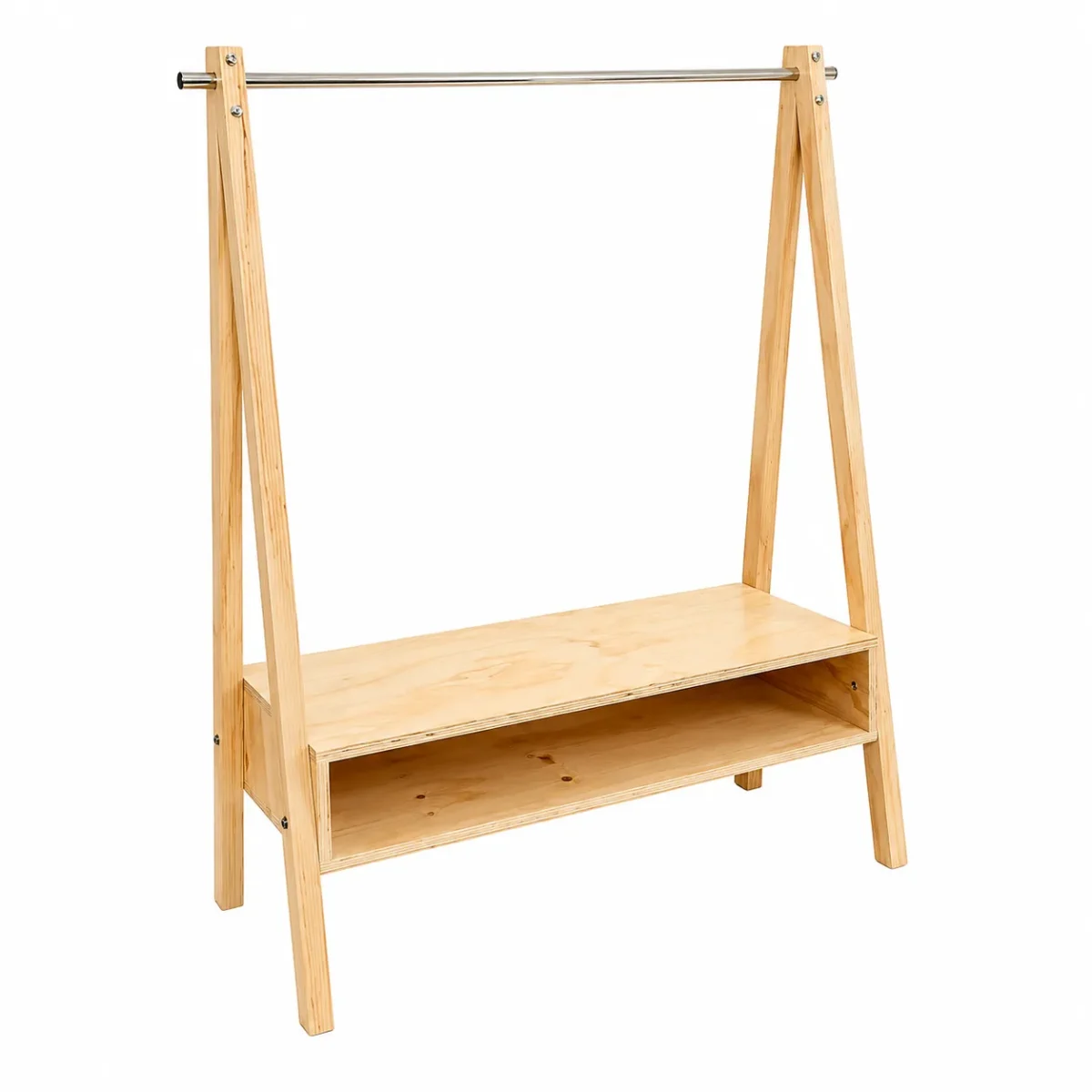 exhibidor para ropa y accesorios en madera