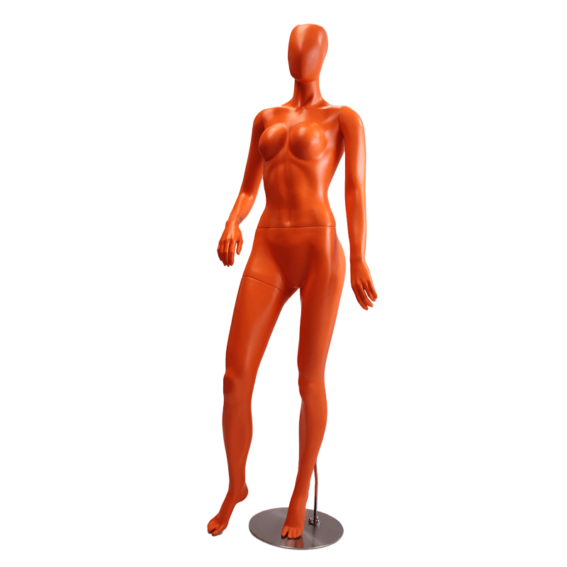 maniquí sin rostro mujer naranja