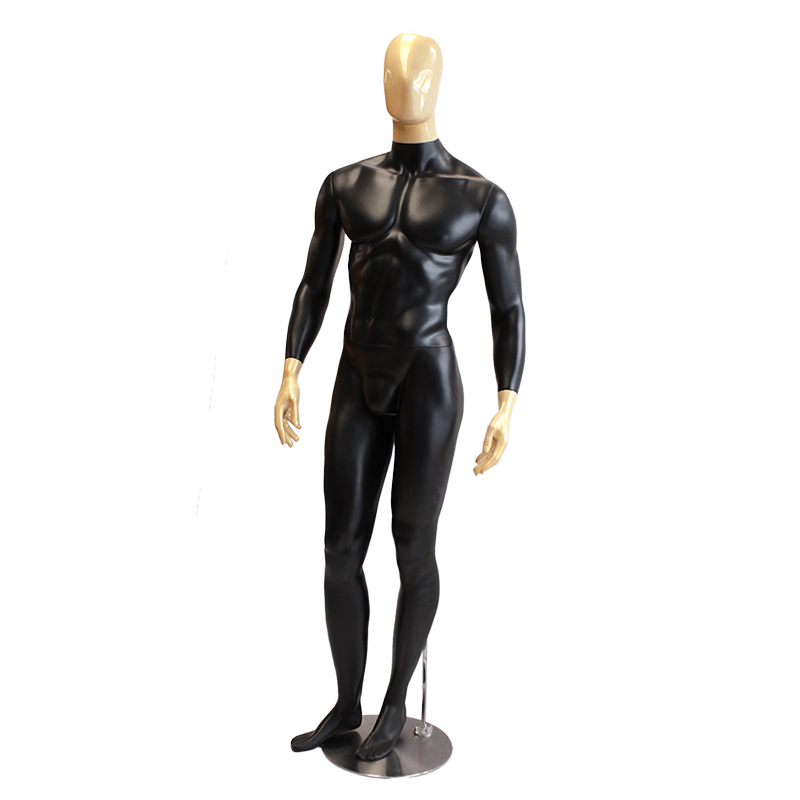 Maniquí Hombre Androide Negro Dorado, en fibra de vidrio y base en acero inoxidable