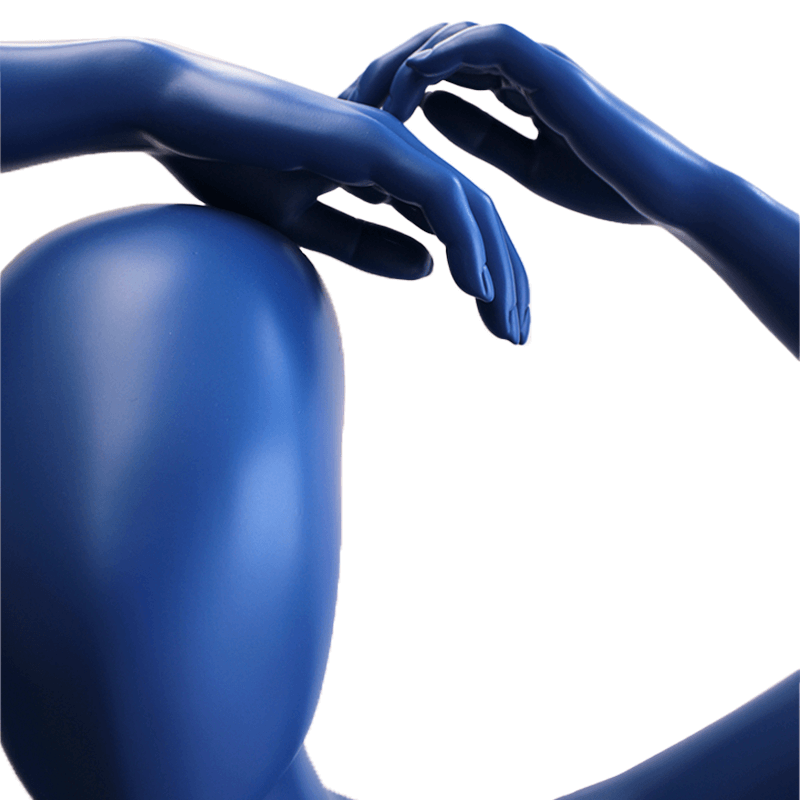 Maniquí fibra de vidrio mujer azul