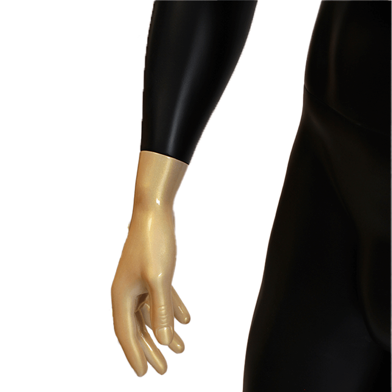 Maniquí Hombre Androide Negro Dorado, en fibra de vidrio y base en acero inoxidable