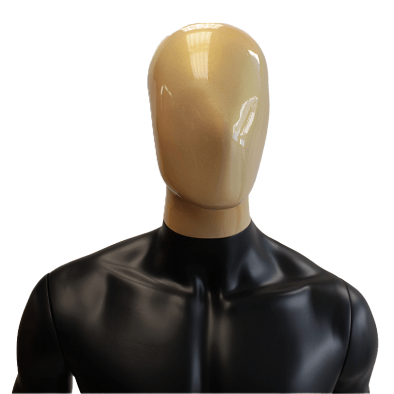 Maniquí Hombre Androide Negro Dorado, en fibra de vidrio y base en acero inoxidable