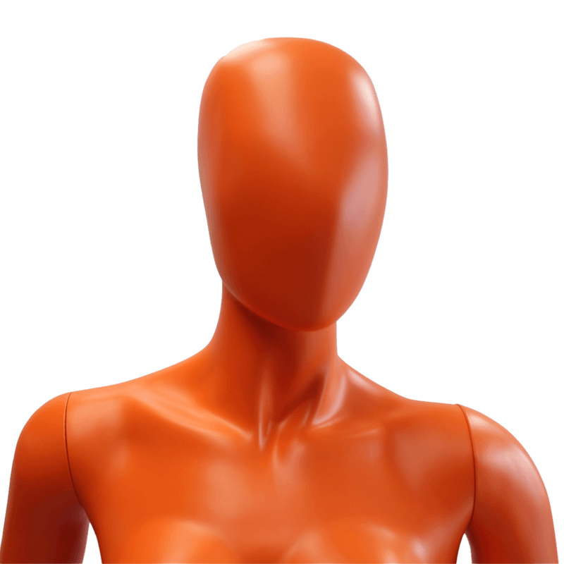 maniquí sin rostro mujer naranja