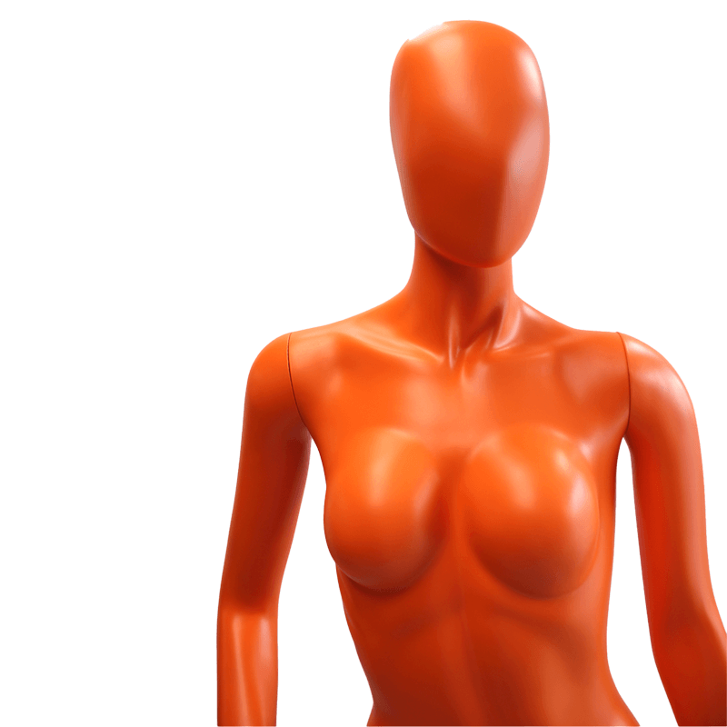 maniquí sin rostro mujer naranja