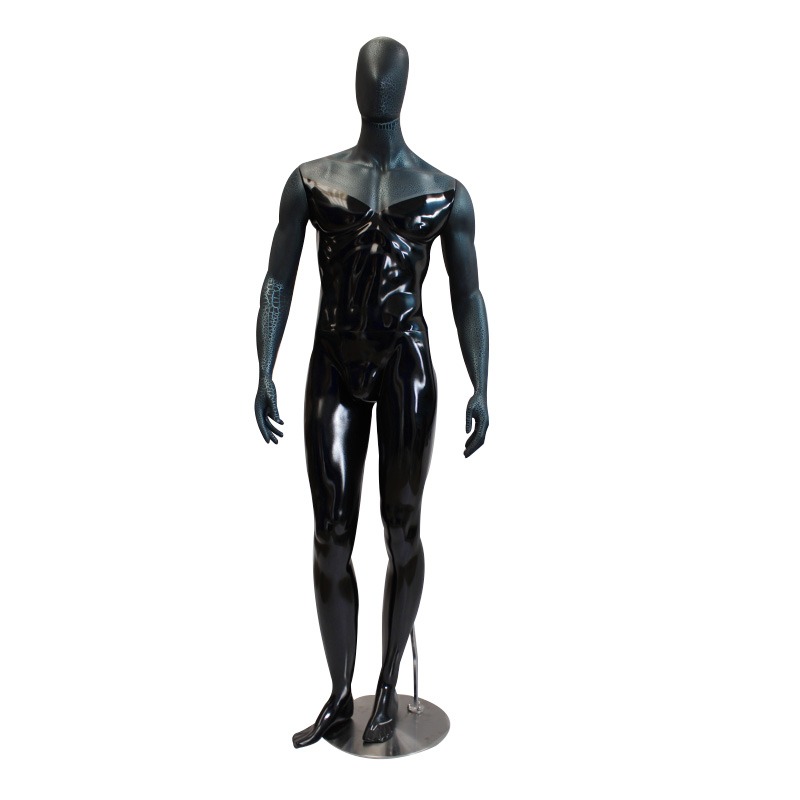 Maniquí hombre androide craquelado negro azul