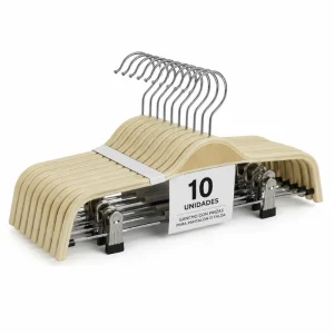 Gancho de madera con pinzas para ropa x10 und