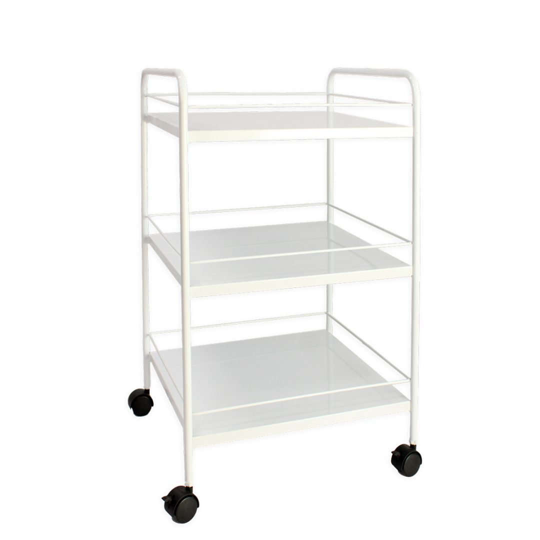 Mesa auxiliar circular con ruedas grande 3 entrepaños